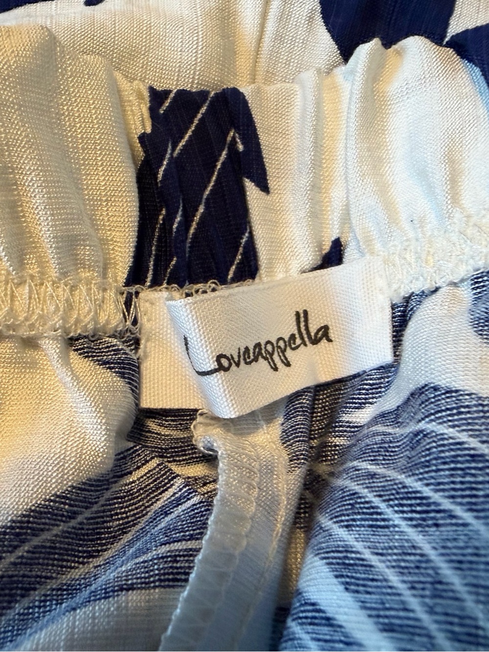 NWT Loveappella Ivory & Navy Tropical Print Pull-On Shorts 18W Linen Blend - Picture 4 of 9